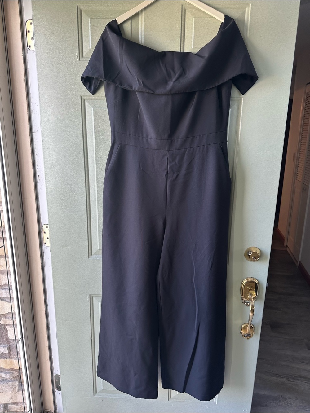 Vince Camuto Navy Off-Shoulder Wide-Leg Jumpsuit
